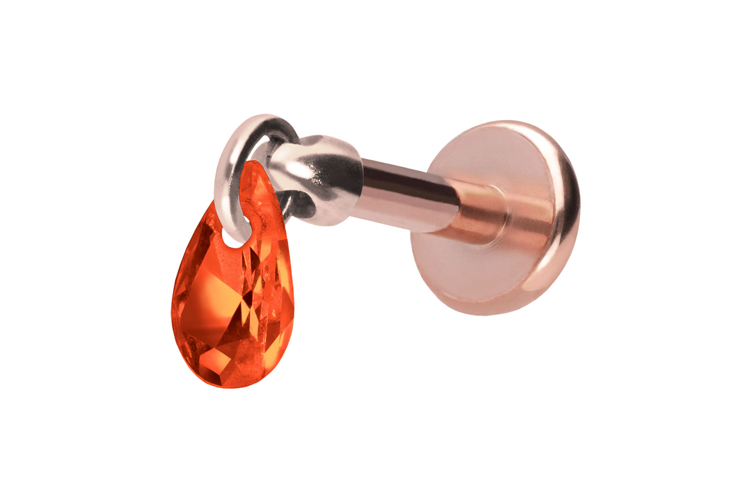 Titan Labret Piercing mit Push Fit KRISTALLTROPFEN